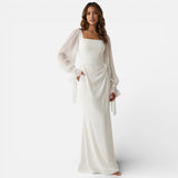 Square Neck Mermaid Maxi Dress with Puff Sleeves