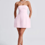 Strapless Mini Dress with Flared Skirt