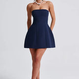 Strapless Mini Dress with Flared Skirt