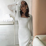 Square Neck Mermaid Maxi Dress with Puff Sleeves