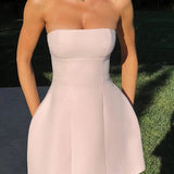 Strapless Mini Dress with Flared Skirt