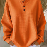 Color Block Waffle Knit Sweater with Crew Neck