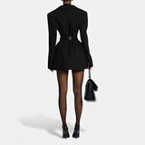 Double-Breasted Blazer Mini Dress with Notch Collar
