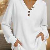 Color Block Waffle Knit Sweater with Crew Neck
