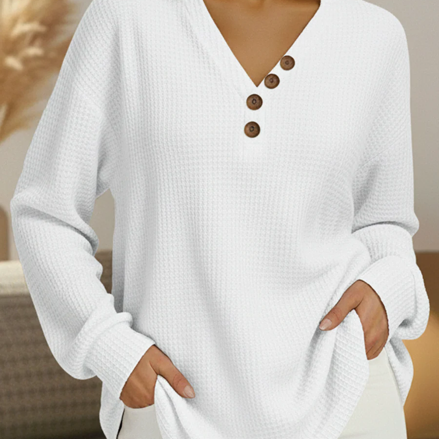 Color Block Waffle Knit Sweater with Crew Neck