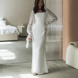 Square Neck Mermaid Maxi Dress with Puff Sleeves