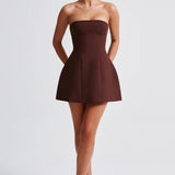 Strapless Mini Dress with Flared Skirt