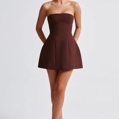 Strapless Mini Dress with Flared Skirt