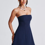 Strapless Mini Dress with Flared Skirt