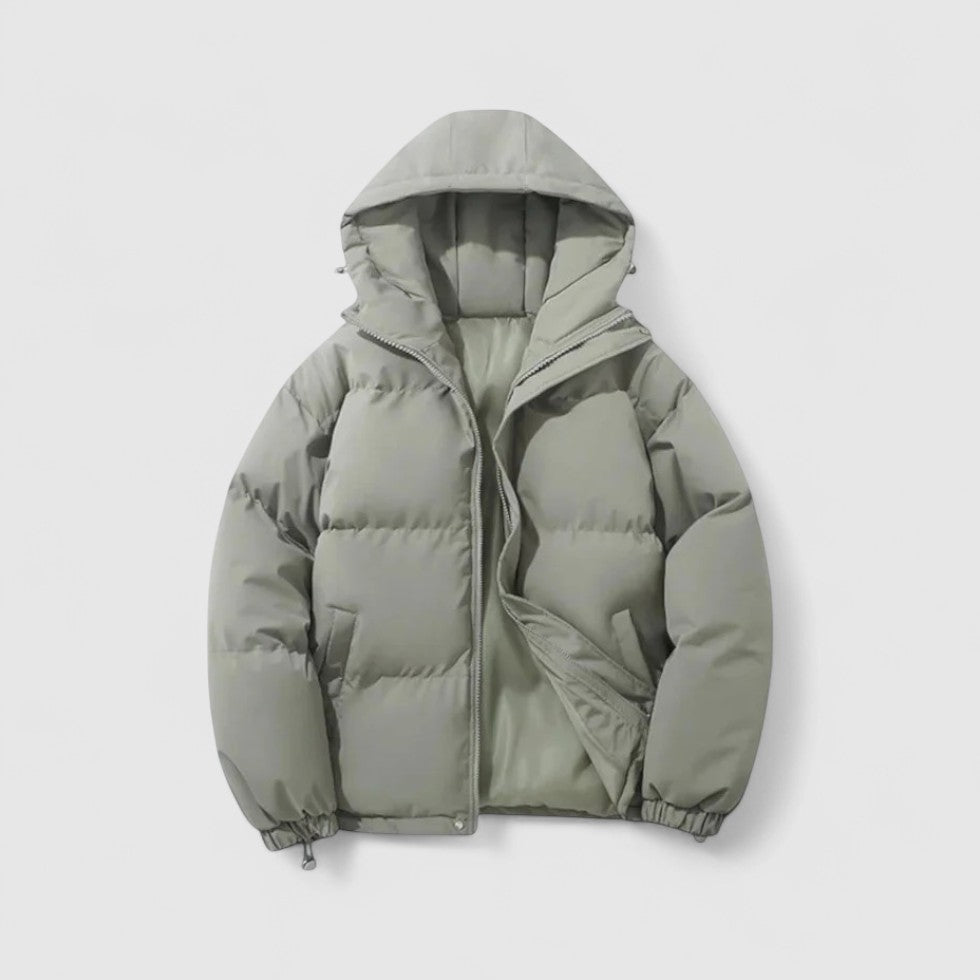 Women's Hooded Quilted Puffer Jacket with Zip Front