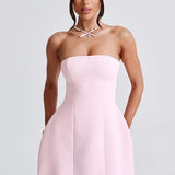 Strapless Mini Dress with Flared Skirt