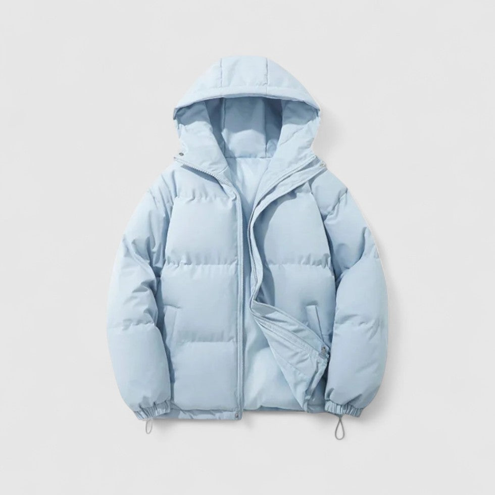 Women's Hooded Quilted Puffer Jacket with Zip Front