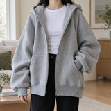Oversized Zip-Up Hoodie with Side Pockets
