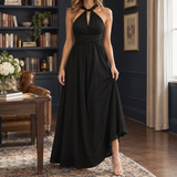 Halter Maxi Dress with Cut-Out and Wrap Waist