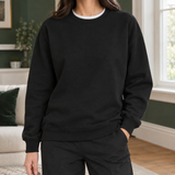 Oversized Sweatshirt with Ribbed Trim and Round Neck