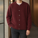 Ribbed Cable Knit Cardigan with Button Front