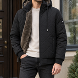Quilted Puffer Jacket with Faux Fur Hood and Drawstring