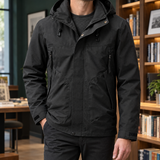 Zip-Front Jacket with Drawstring Hood and Multiple Pockets