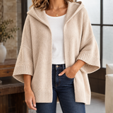 Oversized Hooded Open-Front Cardigan with Wide Sleeves