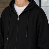 Oversized Zip-Up Hoodie with Drawstring Hood