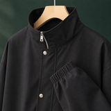 Oversized Zip Up Jacket with Stand Collar and Pockets