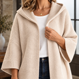 Oversized Hooded Open-Front Cardigan with Wide Sleeves