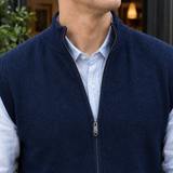 Zip-Up Sweater Vest with Stand Collar