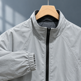 Zip-Front Windbreaker Jacket with Stand Collar