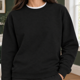 Oversized Sweatshirt with Ribbed Trim and Round Neck