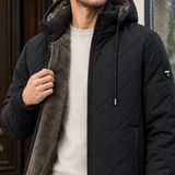 Quilted Puffer Jacket with Faux Fur Hood and Drawstring