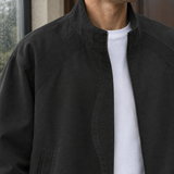 Zip-Front Bomber Jacket with Stand Collar and Side Pockets