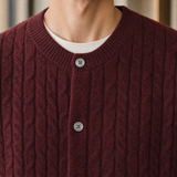 Ribbed Cable Knit Cardigan with Button Front