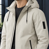 Hooded Windbreaker Jacket with Zip Pockets and Drawstring