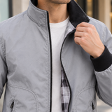 Zip Up Bomber Jacket with Stand Collar and Pockets