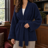 Belted Cardigan with Open Front and Wide Sleeves