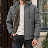 Quilted Puffer Jacket with Faux Fur Hood and Drawstring