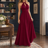 Halter Maxi Dress with Cut-Out and Wrap Waist
