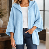 Oversized Hooded Open-Front Cardigan with Wide Sleeves