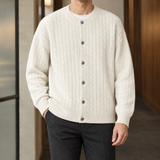 Ribbed Cable Knit Cardigan with Button Front