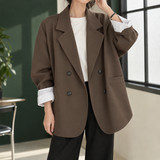 Oversized Double-Breasted Blazer with Pocket