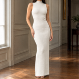 Ribbed Knit Bodycon Maxi Dress with Mock Neck