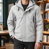 Zip-Front Jacket with Drawstring Hood and Multiple Pockets