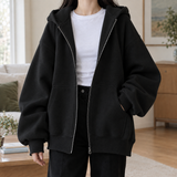 Oversized Zip-Up Hoodie with Side Pockets