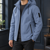 Hooded Windbreaker Jacket with Zip Pockets and Drawstring