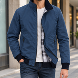 Zip Up Bomber Jacket with Stand Collar and Pockets