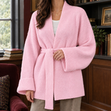 Belted Cardigan with Open Front and Wide Sleeves