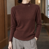Mock Neck Knit Sweater with Ruffle Trim