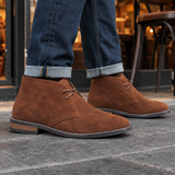 Suede Ankle Boots with Round Toe