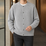 Ribbed Cable Knit Cardigan with Button Front