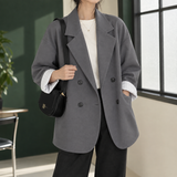 Oversized Double-Breasted Blazer with Pocket